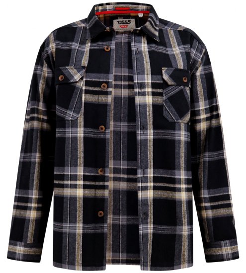 D555 Falkirk Long Sleeve Heavy Shacket Overshirt Black/Grey - Košele - Košele 2XL-10XL