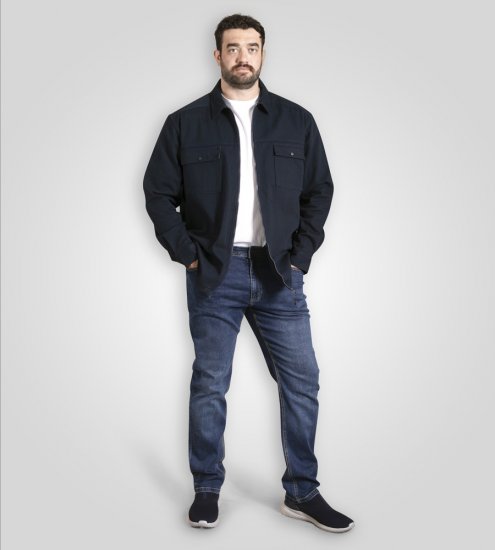 D555 Cleveley Long Sleeve Heavy Shacket Overshirt Navy - Košele - Košele 2XL-10XL