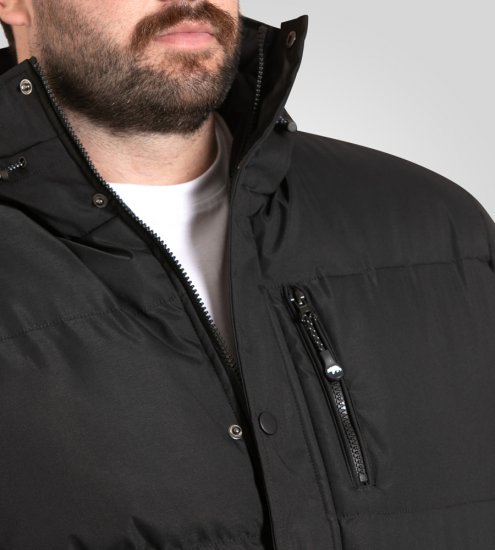 D555 Wolverhampton Quilted Padded Jacket with Hood Black - Bundy - Bundy Nadmerné Veľkosti 2XL-8XL