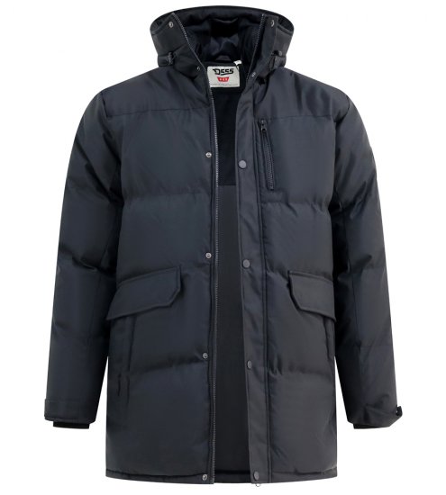 D555 Wolverhampton Quilted Padded Jacket with Hood Black - Bundy - Bundy Nadmerné Veľkosti 2XL-8XL
