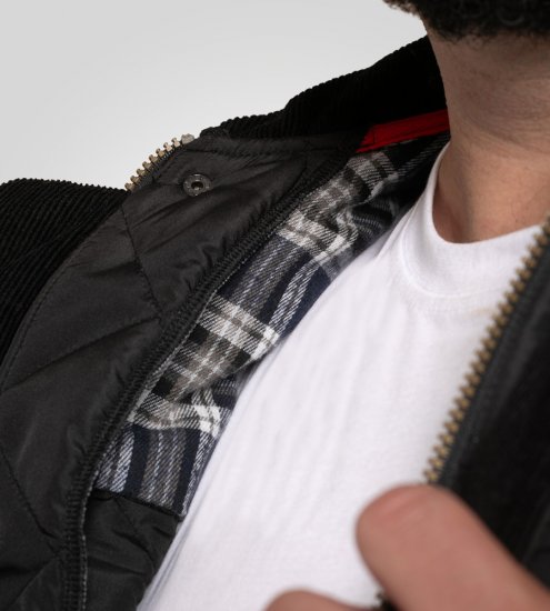 D555 Harborough Quilted Jacket with Corduroy Collar Black - Bundy - Bundy Nadmerné Veľkosti 2XL-8XL