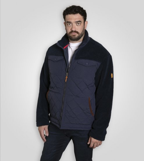 D555 Northampton Hybrid Sherpa Quilted Micro Fleece Jacket Navy - Bundy - Bundy Nadmerné Veľkosti 2XL-8XL