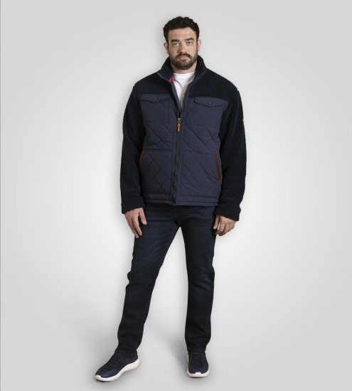 D555 Northampton Hybrid Sherpa Quilted Micro Fleece Jacket Navy - Bundy - Bundy Nadmerné Veľkosti 2XL-8XL
