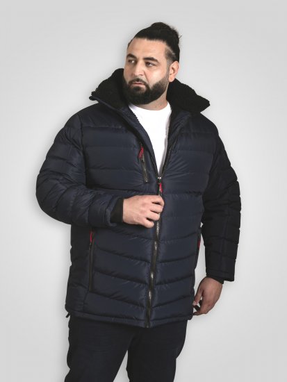 D555 Workington Zateplená Bunda S Kapucňou A Sherpa Podšívkou Tmavomodrá - Bundy - Bundy Nadmerné Veľkosti 2XL-8XL