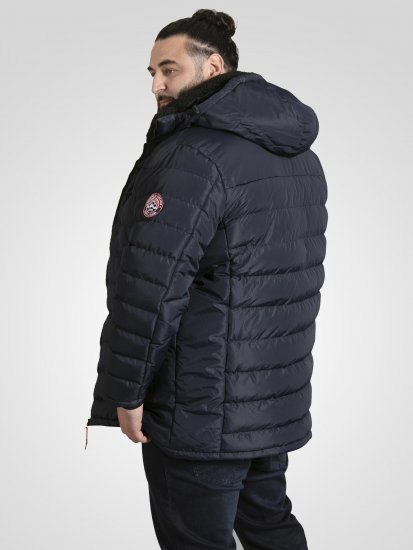 D555 Workington Zateplená Bunda S Kapucňou A Sherpa Podšívkou Tmavomodrá - Bundy - Bundy Nadmerné Veľkosti 2XL-8XL