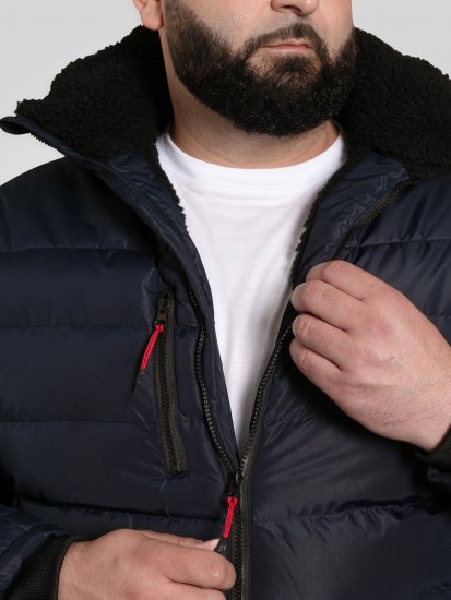 D555 Workington Zateplená Bunda S Kapucňou A Sherpa Podšívkou Tmavomodrá - Bundy - Bundy Nadmerné Veľkosti 2XL-8XL
