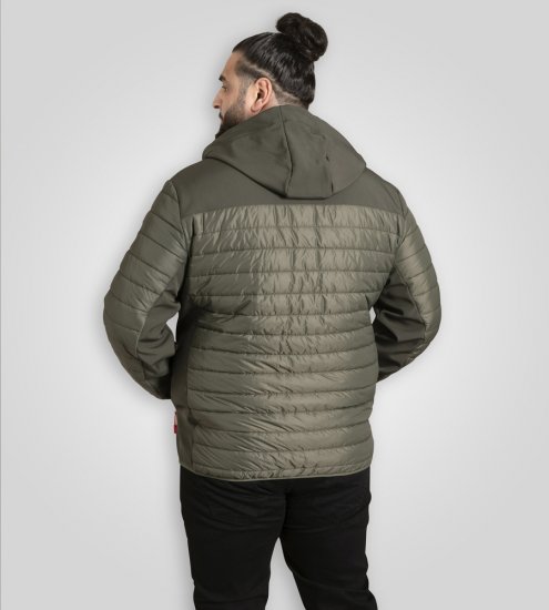D555 Northfield Hybrid soft shell prešívaná bunda s kapucňou khaki - Bundy - Bundy Nadmerné Veľkosti 2XL-8XL