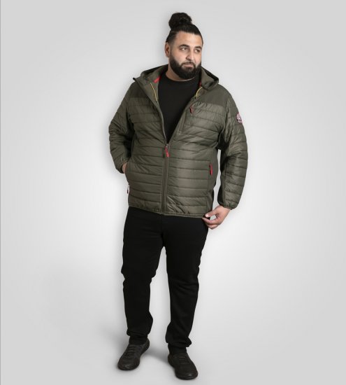 D555 Northfield Hybrid soft shell prešívaná bunda s kapucňou khaki - Bundy - Bundy Nadmerné Veľkosti 2XL-8XL