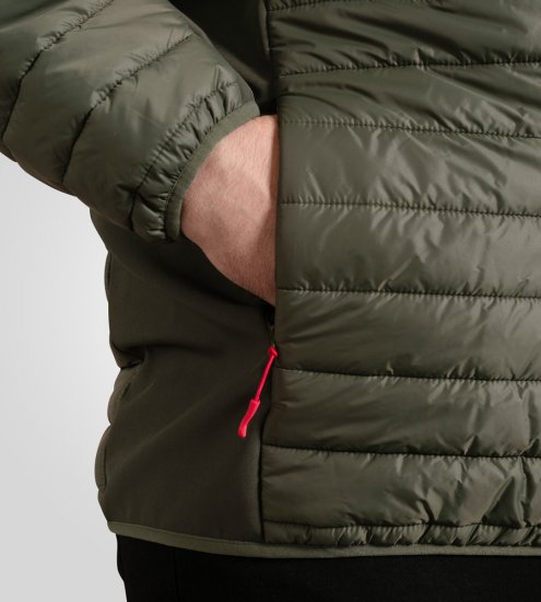 D555 Northfield Hybrid soft shell prešívaná bunda s kapucňou khaki - Bundy - Bundy Nadmerné Veľkosti 2XL-8XL