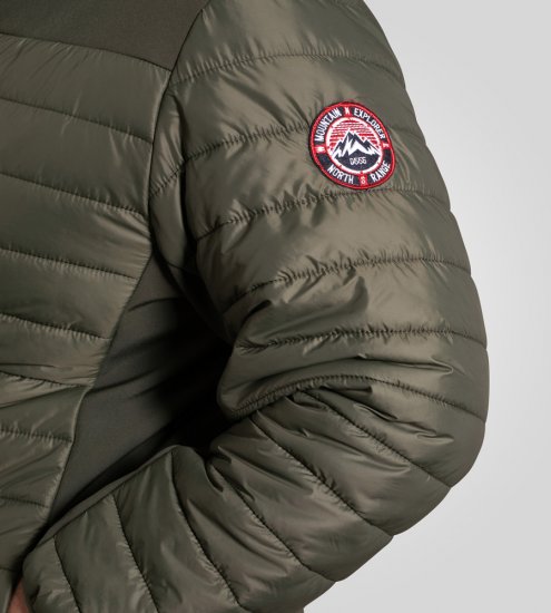 D555 Northfield Hybrid soft shell prešívaná bunda s kapucňou khaki - Bundy - Bundy Nadmerné Veľkosti 2XL-8XL