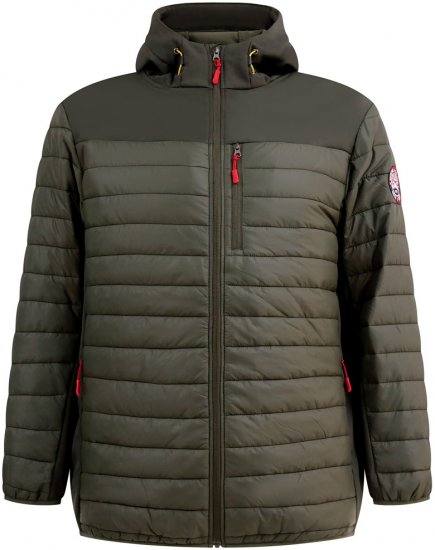 D555 Northfield Hybrid soft shell prešívaná bunda s kapucňou khaki - Bundy - Bundy Nadmerné Veľkosti 2XL-8XL