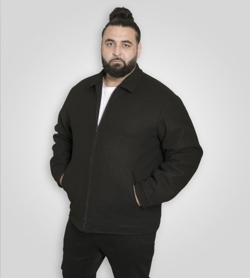 D555 Epsom Harrington Jacket with Zip Through Collared Melton Black - Bundy - Bundy Nadmerné Veľkosti 2XL-8XL