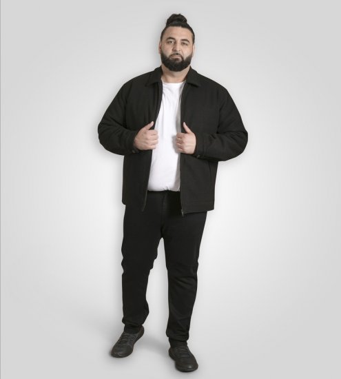 D555 Epsom Harrington Jacket with Zip Through Collared Melton Black - Bundy - Bundy Nadmerné Veľkosti 2XL-8XL