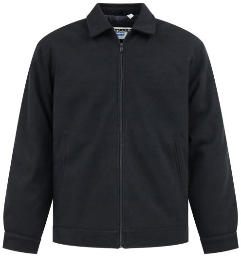 D555 Epsom Harrington Jacket with Zip Through Collared Melton Black - Bundy - Bundy Nadmerné Veľkosti 2XL-8XL