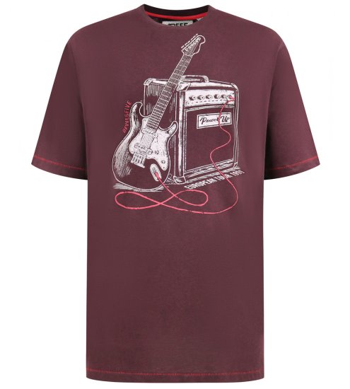 D555 Barnsley Guitar and Amp Crew Neck T-Shirt Burgundy - Tričká - Nadrozmerné tričká - 2XL-14XL