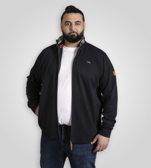 D555 Johnson Zip Through Fleece Sweatshirt with Chest Embroidery Navy - Mikiny & mikiny bez kapucne - Mikiny & Mikiny s Kapucňou 2XL-12XL