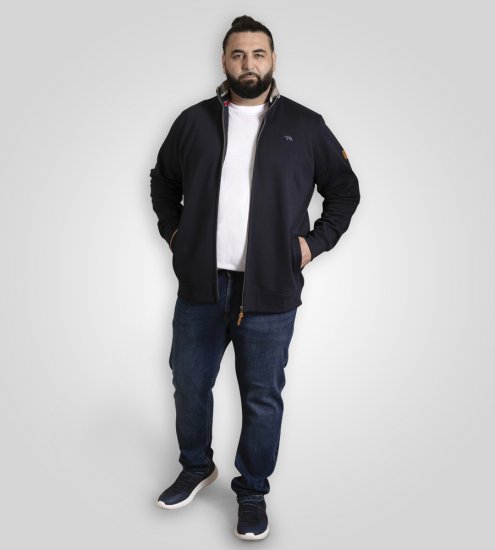 D555 Johnson Zip Through Fleece Sweatshirt with Chest Embroidery Navy - Mikiny & mikiny bez kapucne - Mikiny & Mikiny s Kapucňou 2XL-12XL