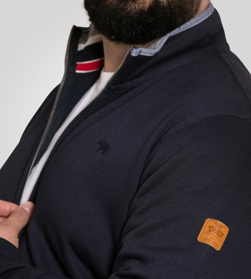 D555 Johnson Zip Through Fleece Sweatshirt with Chest Embroidery Navy - Mikiny & mikiny bez kapucne - Mikiny & Mikiny s Kapucňou 2XL-12XL