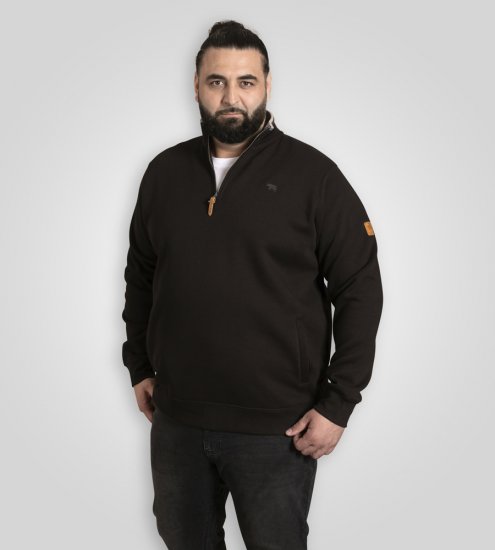 D555 Russel Fleece Sweatshirt with Chest Embroidery Black - Mikiny & mikiny bez kapucne - Mikiny & Mikiny s Kapucňou 2XL-12XL