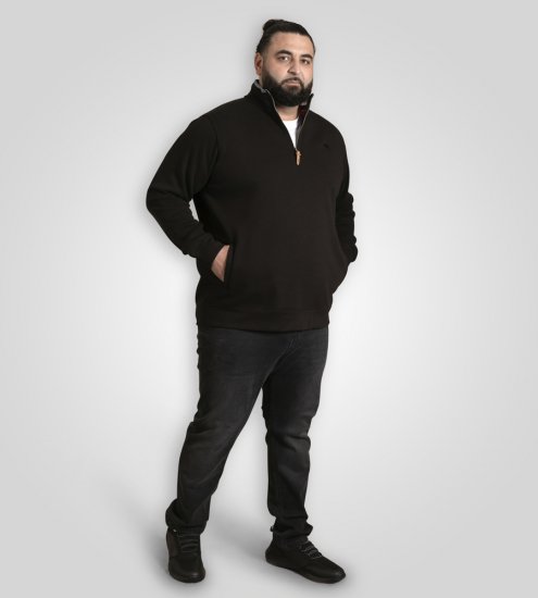 D555 Russel Fleece Sweatshirt with Chest Embroidery Black - Mikiny & mikiny bez kapucne - Mikiny & Mikiny s Kapucňou 2XL-12XL