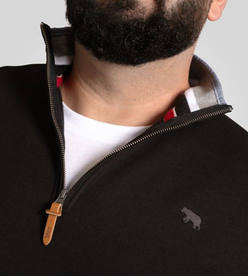 D555 Russel Fleece Sweatshirt with Chest Embroidery Black - Mikiny & mikiny bez kapucne - Mikiny & Mikiny s Kapucňou 2XL-12XL