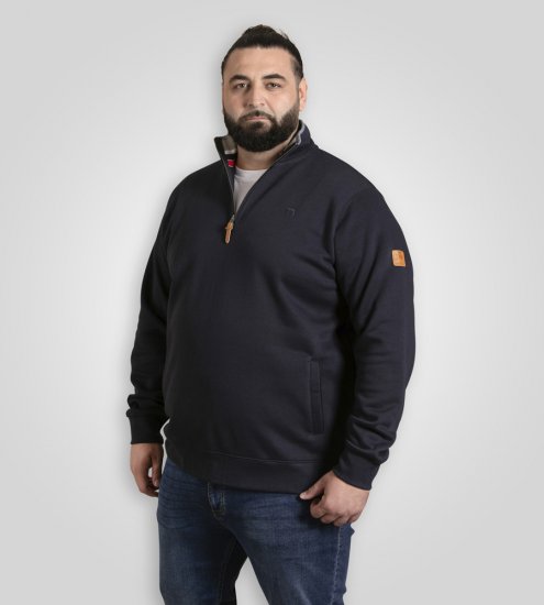 D555 Russel Zip Through Fleece Sweatshirt with Chest Embroidery Navy - Mikiny & mikiny bez kapucne - Mikiny & Mikiny s Kapucňou 2XL-12XL