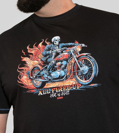 D555 Dewsbury Skeleton on Bike Crew Neck T-Shirt Black - Tričká - Nadrozmerné tričká - 2XL-14XL