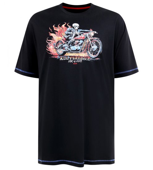 D555 Dewsbury Skeleton on Bike Crew Neck T-Shirt Black - Tričká - Nadrozmerné tričká - 2XL-14XL