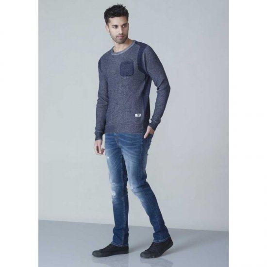 D555 Bryson Crewneck Sweater with Pocket Navy - Mikiny & mikiny bez kapucne - Mikiny & Mikiny s Kapucňou 2XL-12XL