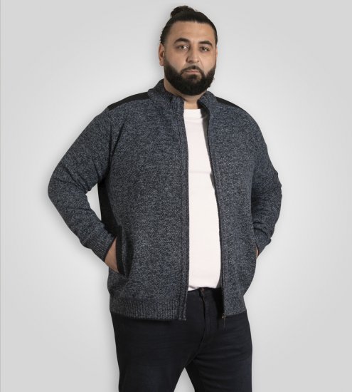 D555 Dereham 1 Pletený Kardigán So Zipsom A Podšívkou Tmavomodrý - Mikiny & mikiny bez kapucne - Mikiny & Mikiny s Kapucňou 2XL-12XL