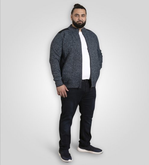 D555 Dereham 1 Pletený Kardigán So Zipsom A Podšívkou Tmavomodrý - Mikiny & mikiny bez kapucne - Mikiny & Mikiny s Kapucňou 2XL-12XL