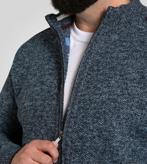 D555 Dereham 1 Pletený Kardigán So Zipsom A Podšívkou Tmavomodrý - Mikiny & mikiny bez kapucne - Mikiny & Mikiny s Kapucňou 2XL-12XL