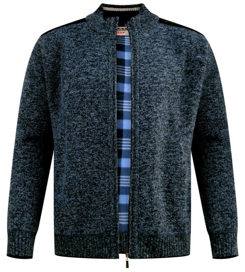 D555 Dereham 1 Pletený Kardigán So Zipsom A Podšívkou Tmavomodrý - Mikiny & mikiny bez kapucne - Mikiny & Mikiny s Kapucňou 2XL-12XL
