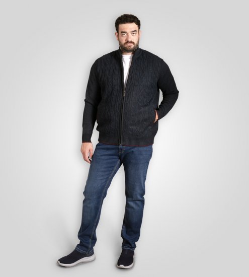 D555 Gillingham Pletený Kardigán So Zipsom A Podšívkou Tmavomodrý - Mikiny & mikiny bez kapucne - Mikiny & Mikiny s Kapucňou 2XL-12XL