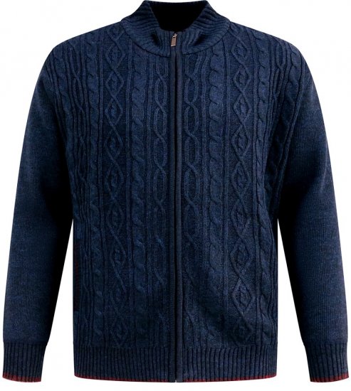 D555 Gillingham Pletený Kardigán So Zipsom A Podšívkou Tmavomodrý - Mikiny & mikiny bez kapucne - Mikiny & Mikiny s Kapucňou 2XL-12XL