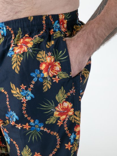 D555 Dawson AO Plavkové Šortky s Havajským Vzorom Tmavomodrá - Spodná bielizeň - Spodné Prádlo 2XL-8XL