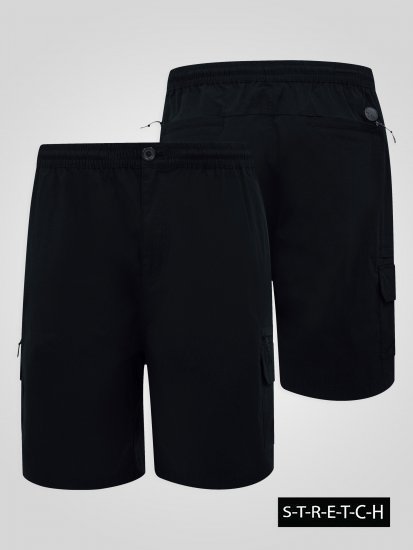 D555 Thomas Stretch Šortky s Elastickým Pásom Čierna - Šortky - Šortky W40-W60