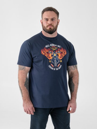 D555 Hockney Tričko s Potlačou Motocykla Tmavomodrá - Tričká - Nadrozmerné tričká - 2XL-14XL