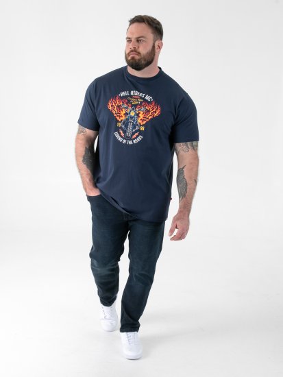 D555 Hockney Tričko s Potlačou Motocykla Tmavomodrá - Tričká - Nadrozmerné tričká - 2XL-14XL