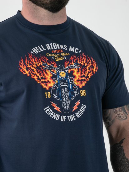 D555 Hockney Tričko s Potlačou Motocykla Tmavomodrá - Tričká - Nadrozmerné tričká - 2XL-14XL