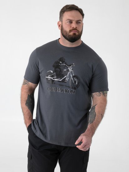 D555 Craig Gorilla Biker Tričko s Potlačou Tmavosivá - Tričká - Nadrozmerné tričká - 2XL-14XL