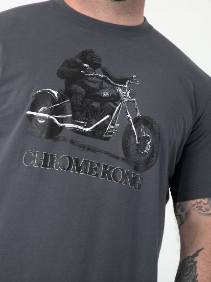 D555 Craig Gorilla Biker Tričko s Potlačou Tmavosivá - Tričká - Nadrozmerné tričká - 2XL-14XL