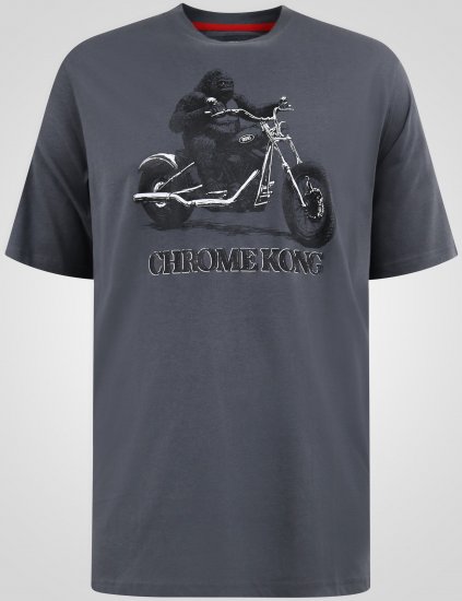 D555 Craig Gorilla Biker Tričko s Potlačou Tmavosivá - Tričká - Nadrozmerné tričká - 2XL-14XL