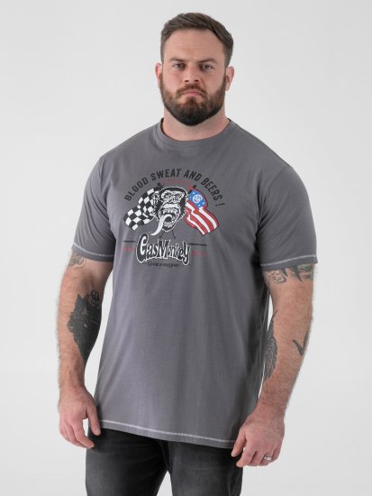 D555 Jasper Official Gas Monkey Tričko s Potlačou Sivá - Tričká - Nadrozmerné tričká - 2XL-14XL