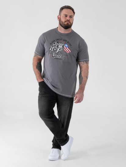 D555 Jasper Official Gas Monkey Tričko s Potlačou Sivá - Tričká - Nadrozmerné tričká - 2XL-14XL