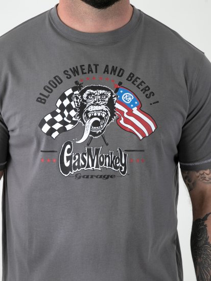 D555 Jasper Official Gas Monkey Tričko s Potlačou Sivá - Tričká - Nadrozmerné tričká - 2XL-14XL