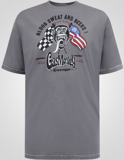 D555 Jasper Official Gas Monkey Tričko s Potlačou Sivá - Tričká - Nadrozmerné tričká - 2XL-14XL