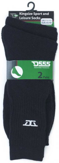 D555 Logan Sports And Leisure Socks 2-Pack Black - Spodná bielizeň - Spodné Prádlo 2XL-8XL