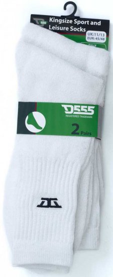 D555 Logan Sports And Leisure Socks 2-Pack White - Spodná bielizeň - Spodné Prádlo 2XL-8XL