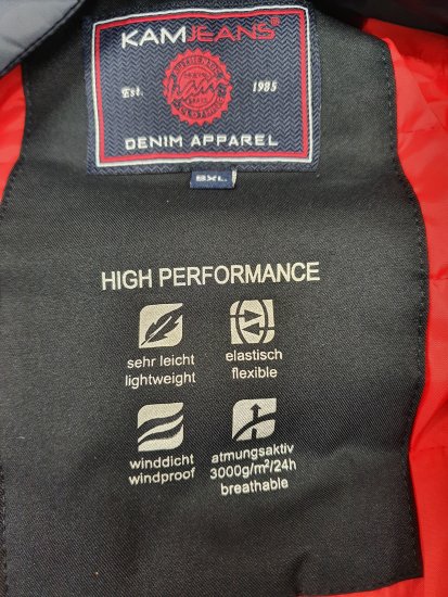 Kam Jeans KV107 Performance Jacket Navy - Bundy - Bundy Nadmerné Veľkosti 2XL-8XL